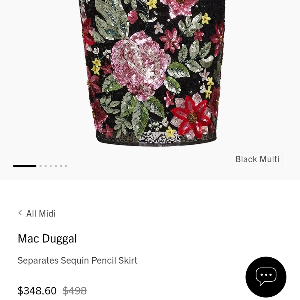 MacDuggal sequined black floral pencil skirt